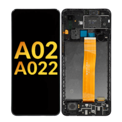Galaxy A02 (A022/2020) LCD Assembly w/Frame (BLACK)